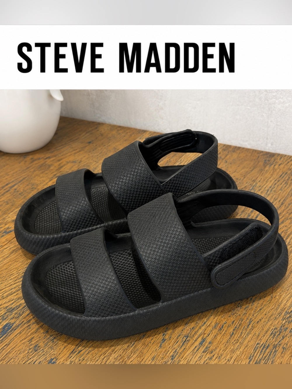 Steve Madden Black Platform Sport Sandals – Size 38–39